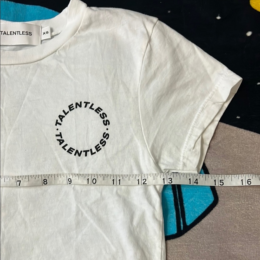 Talentless White Crop Top with Crew Neck and Logo - Picture 3 of 10